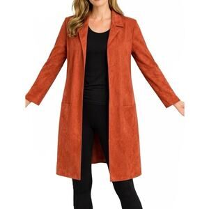 PHILOSOPHY Duster Womens Size L Coatigan Pockets Collar Microfiber Sleeves NWT